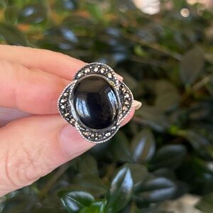 Vintage Sterling Silver and Black Onyx Ring